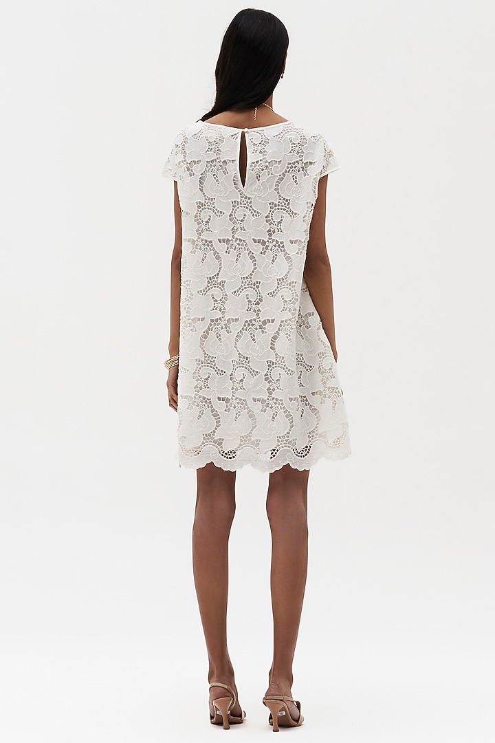 Off-White Cutwork Cotton Embroidered Vacation Dress by Payal Jain at Pernia's Pop Up Shop