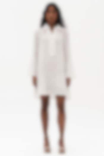 Off-White Mulmul Embroidered Cocktail Dress by Payal Jain at Pernia's Pop Up Shop