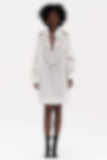 Off-White Cotton Linen Embroidered Vacation Dress by Payal Jain at Pernia's Pop Up Shop