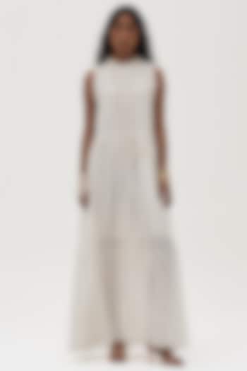 Off-White Cotton Embroidered Vacation Dress by Payal Jain at Pernia's Pop Up Shop