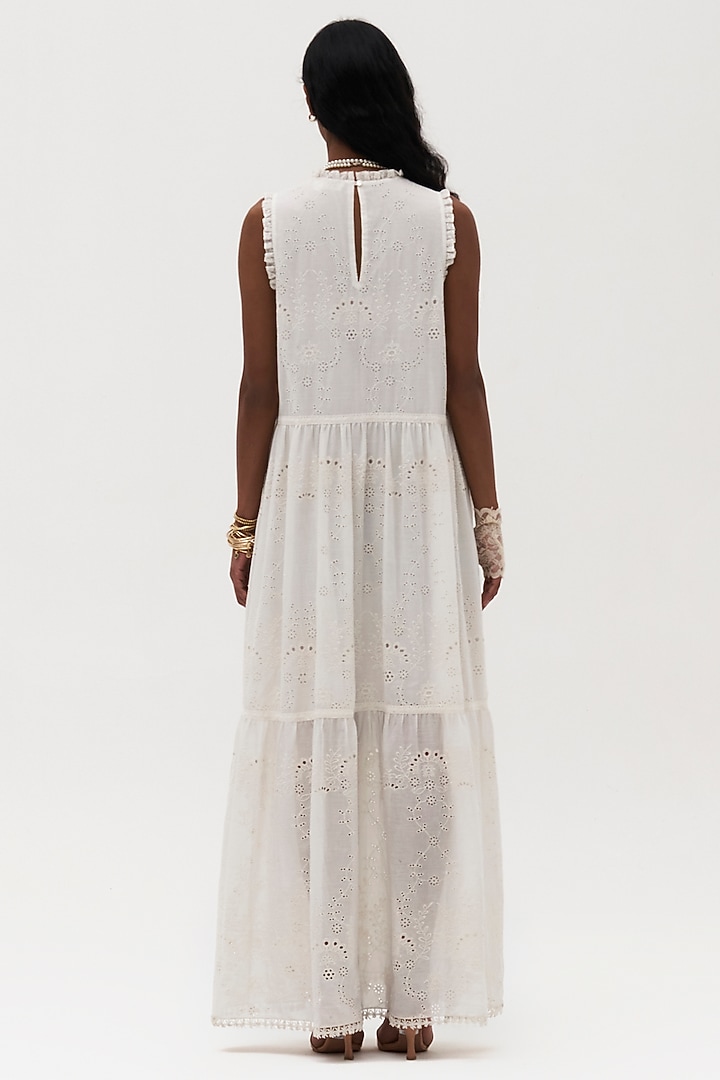 Off-White Cotton Embroidered Vacation Dress by Payal Jain at Pernia's Pop Up Shop