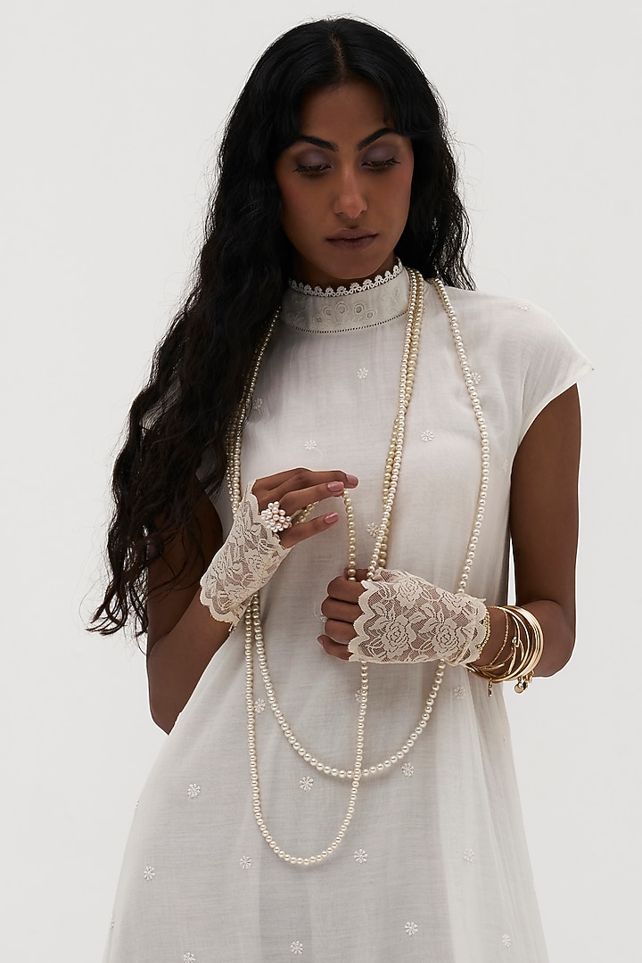 Off-White Cotton Embroidered Vacation Dress by Payal Jain at Pernia's Pop Up Shop