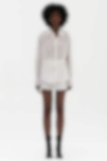 Off-White Cotton Chikankari Embroidered Mini Skirt by Payal Jain at Pernia's Pop Up Shop