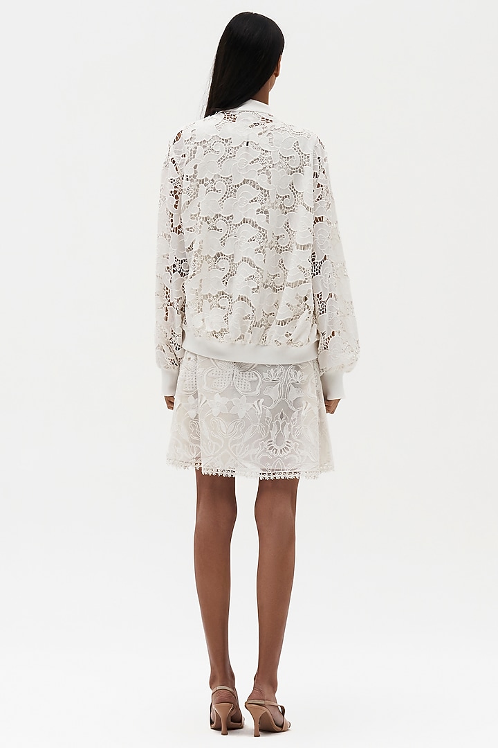 Off-White Cotton Embroidered Jacket by Payal Jain at Pernia's Pop Up Shop
