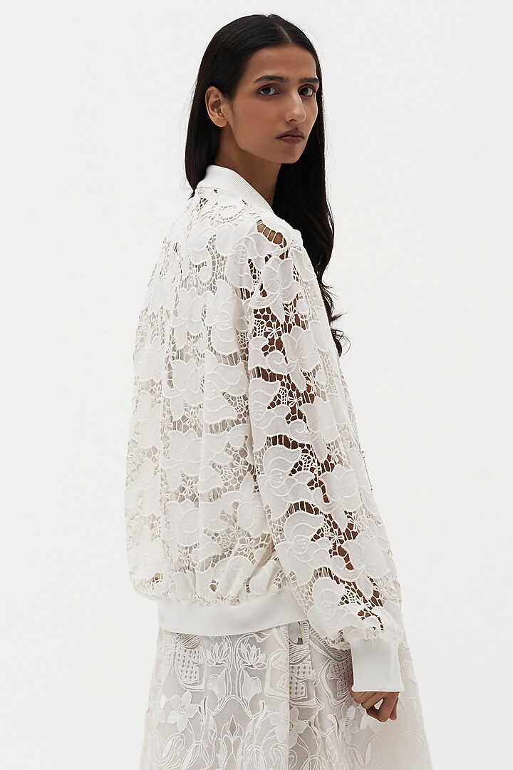 Off-White Cotton Embroidered Jacket by Payal Jain at Pernia's Pop Up Shop