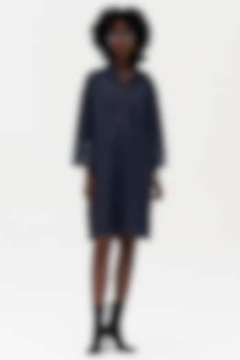 Indigo Denim Embroidered Vacation Shirt Dress by Payal Jain at Pernia's Pop Up Shop