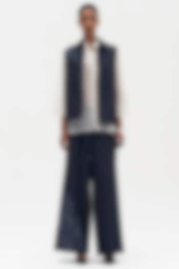 Indigo Denim Embroidered Vest by Payal Jain at Pernia's Pop Up Shop