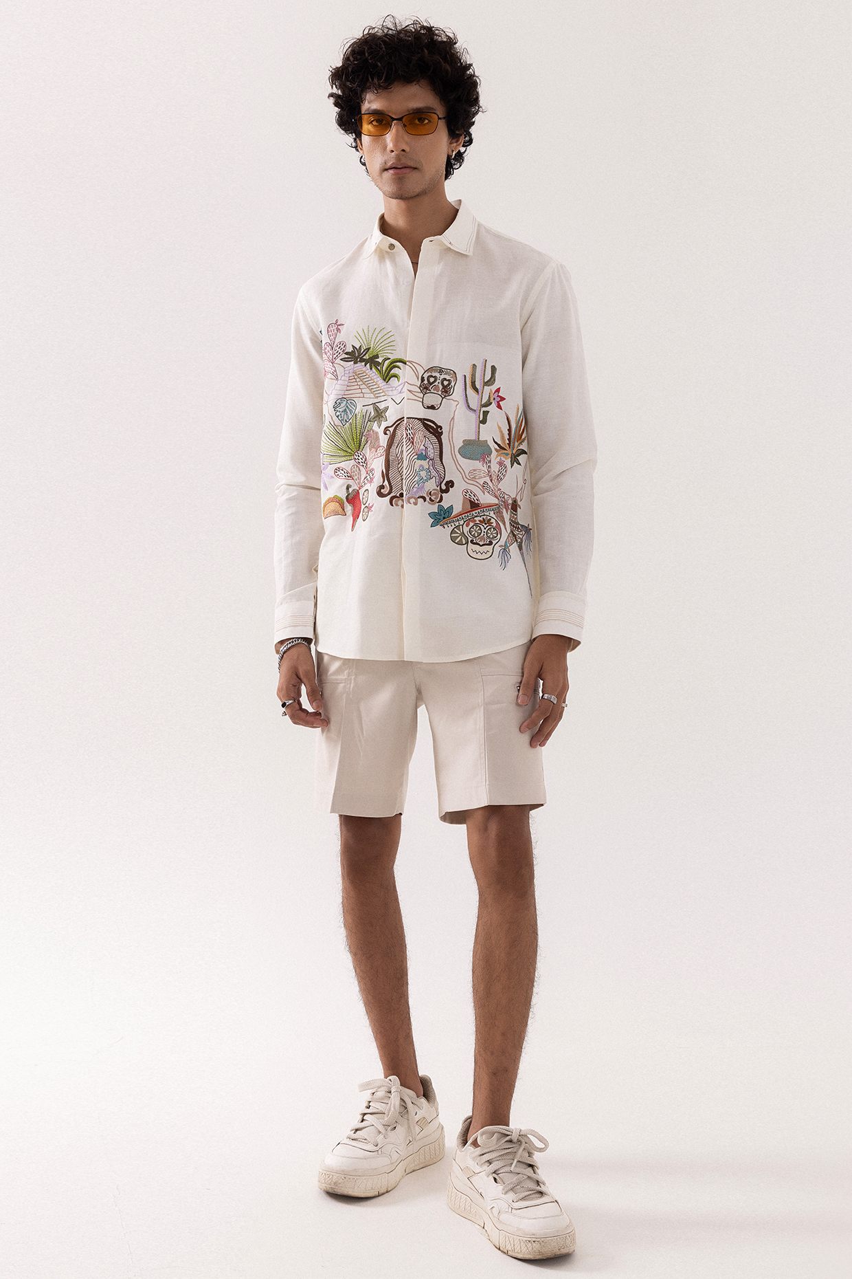 Beige Terry Wool Shorts by PAARSH