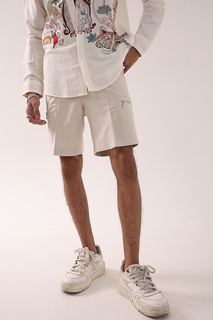 Beige Terry Wool Shorts by PAARSH at Pernia's Pop Up Shop