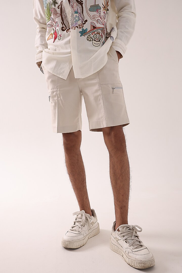 Beige Terry Wool Shorts by PAARSH at Pernia's Pop Up Shop