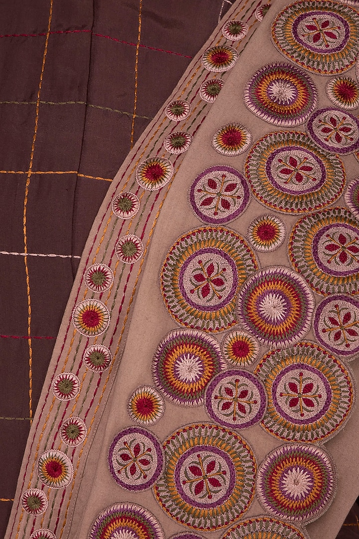 Light Brown Embroidered Pant Wedding Saree With Jacket by Priya Agarwal at Pernia's Pop Up Shop