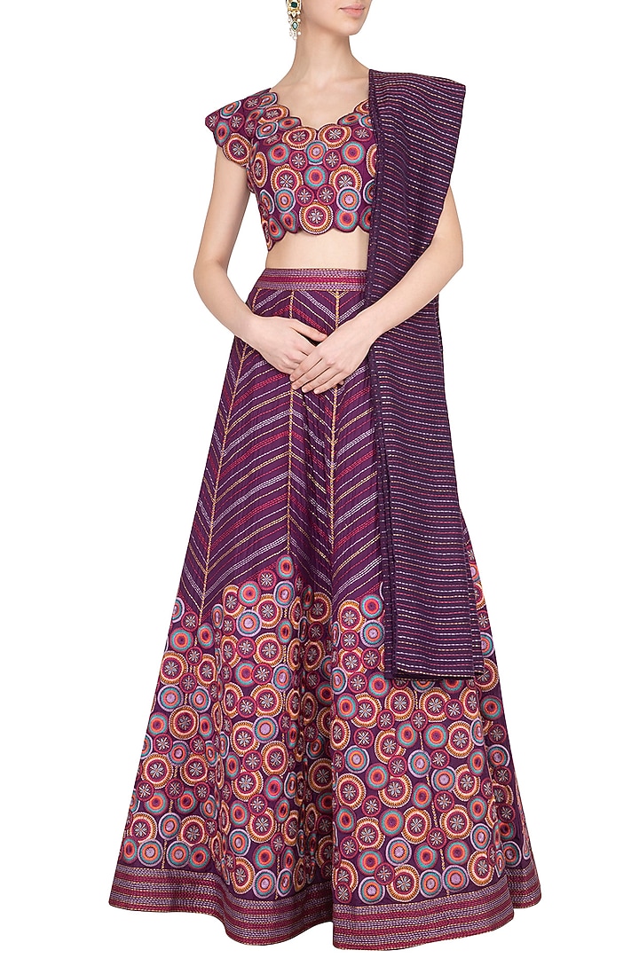 Magenta Embroidered Gharara Set by Priya Agarwal at Pernia's Pop Up Shop