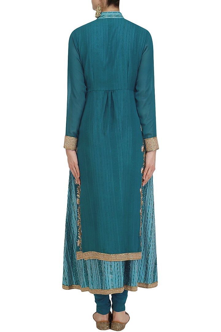 Sky blue ikkat printed double layered kurta available only at Pernia's Pop Up Shop.