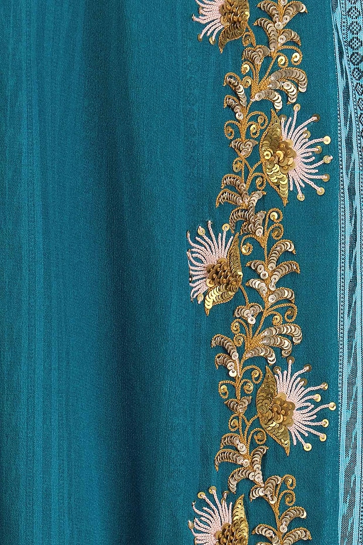 Sky blue ikkat printed double layered kurta available only at Pernia's Pop Up Shop.
