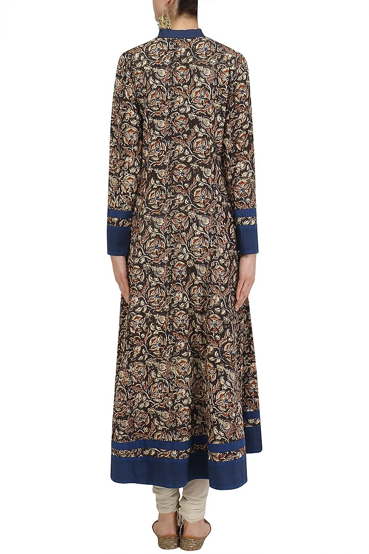 Black kalamkari print anarkali kurta available only at Pernia's Pop Up Shop.
