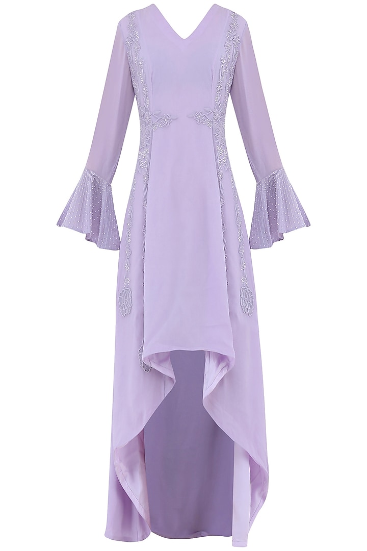 Pastel Purple Embroidered Dress by Priya Agarwal