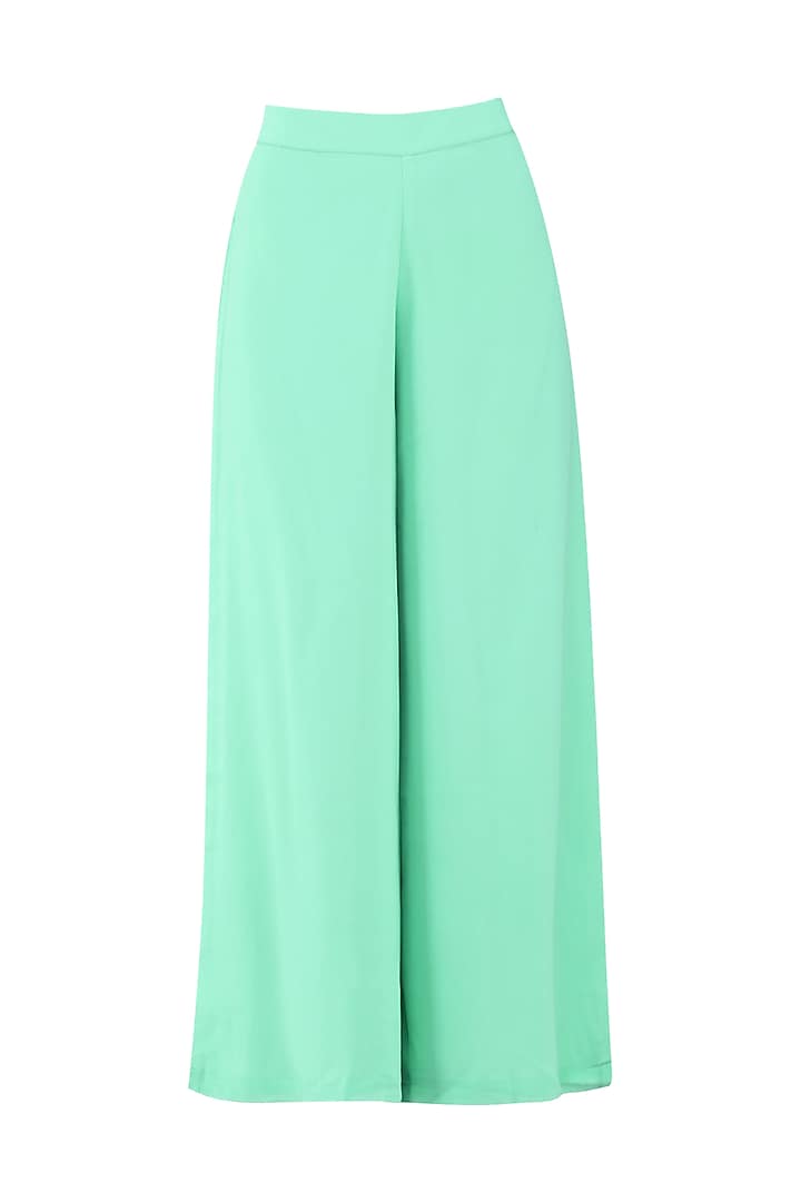 Mint green embroidered high low kurta with palazzo pants available only at Pernia's Pop Up Shop.