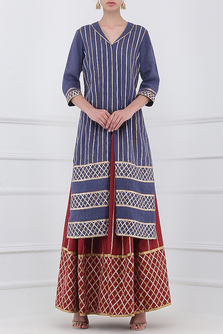 Razaana- Happy mustard Gota patti embroidered lehenga with blouse and dupatta main image 1