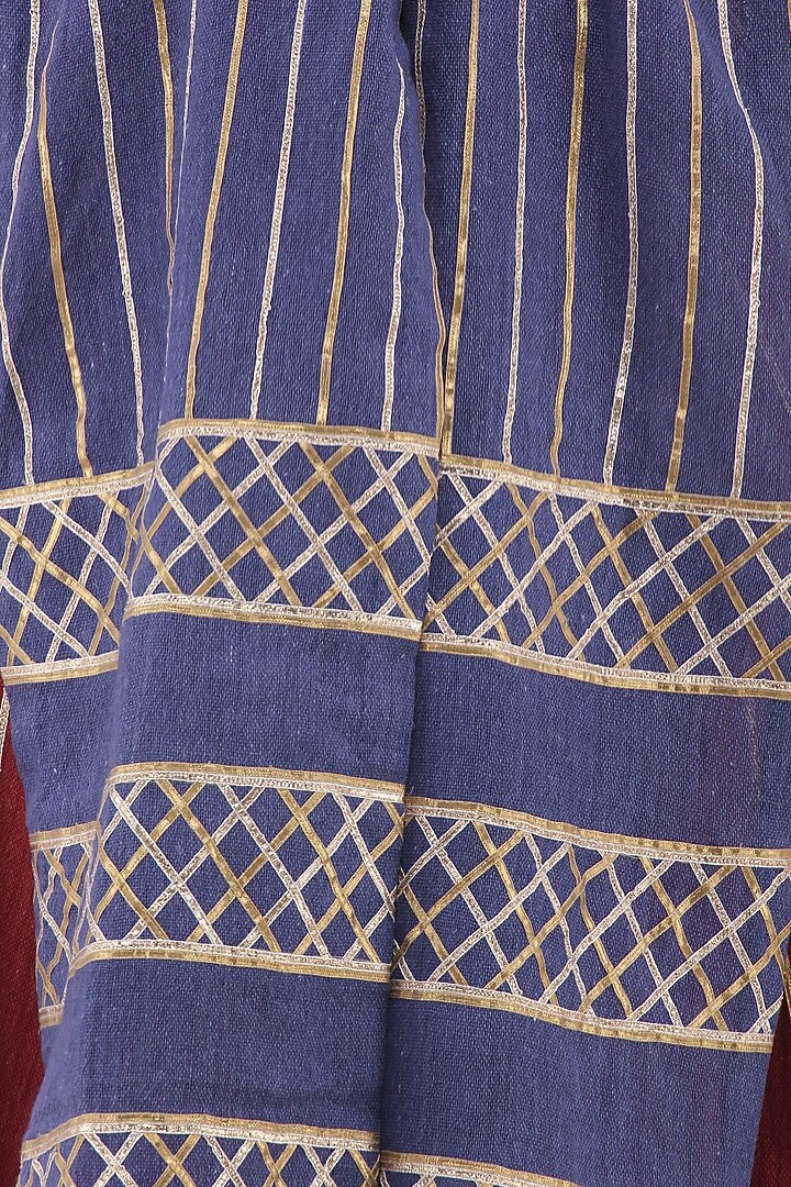 Maroon gota patti embroidered lehenga and blue kurta set available only at Pernia's Pop Up Shop.