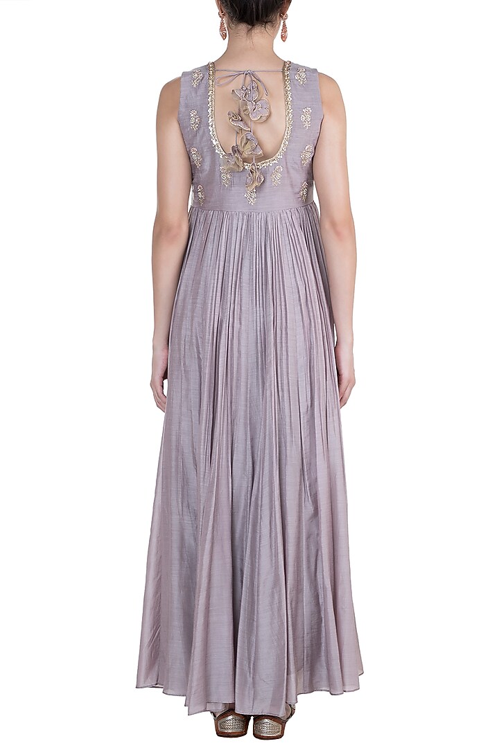 Lilac Embroidered Sleeveless Party Wear Anarkali Gown With Dupatta by Paulmi & Harsh at Pernia's Pop Up Shop