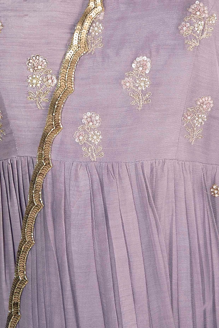 Lilac Embroidered Sleeveless Party Wear Anarkali Gown With Dupatta by Paulmi & Harsh at Pernia's Pop Up Shop