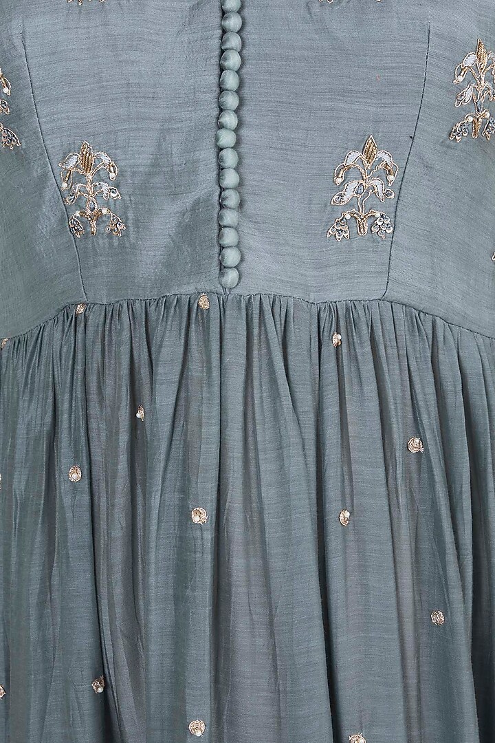 Powder Blue Embroidered Party Wear Anarkali Gown With Dupatta by Paulmi & Harsh at Pernia's Pop Up Shop