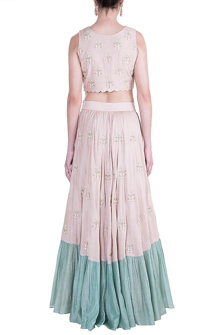 Mauve & Sea Green Lehenga Set by Paulmi & Harsh at Pernia's Pop Up Shop