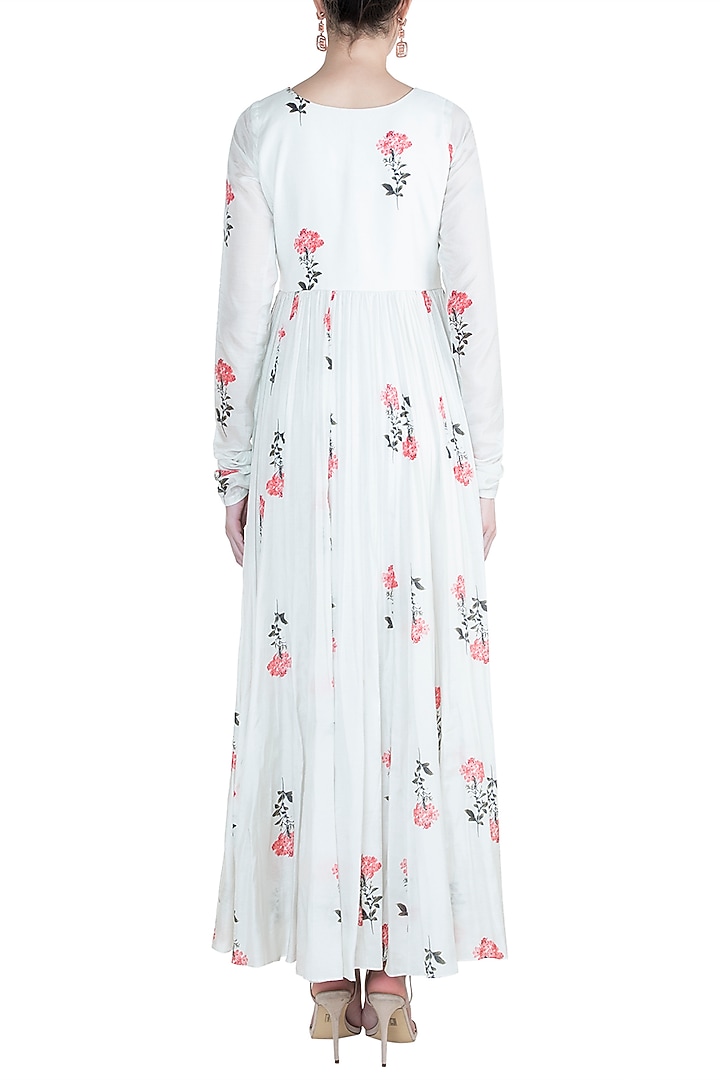 Off White Printed Sequins Anarkali With Dupatta by Paulmi & Harsh at Pernia's Pop Up Shop