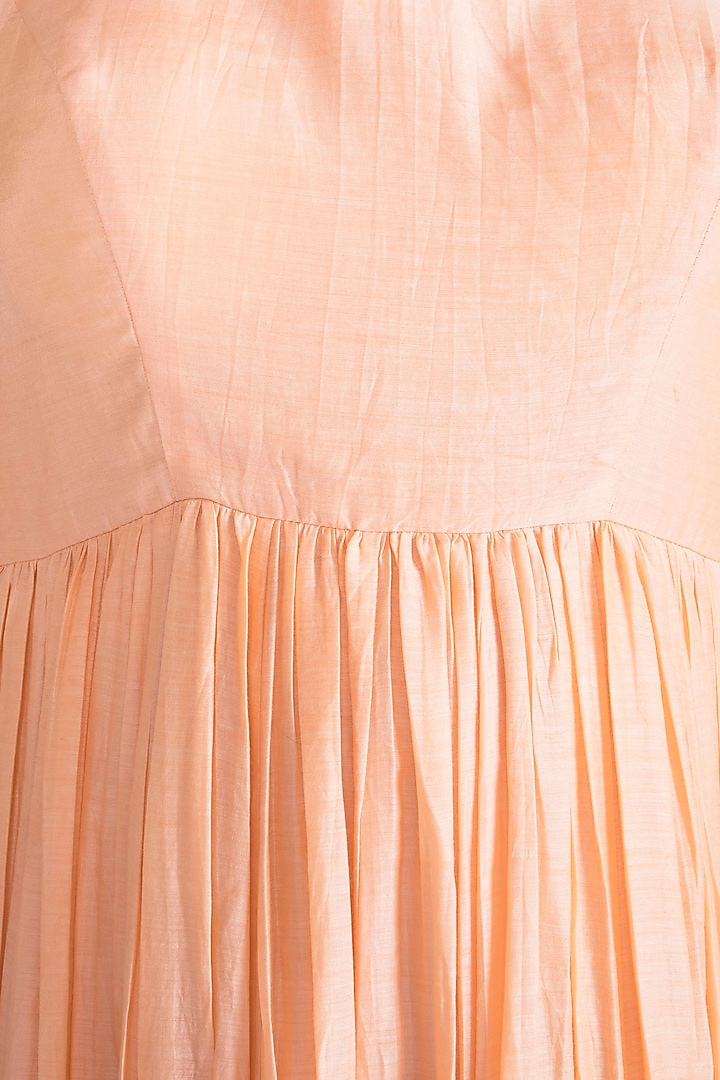 Peach Embroidered Flared Anarkali Gown With Dupatta by Paulmi & Harsh at Pernia's Pop Up Shop