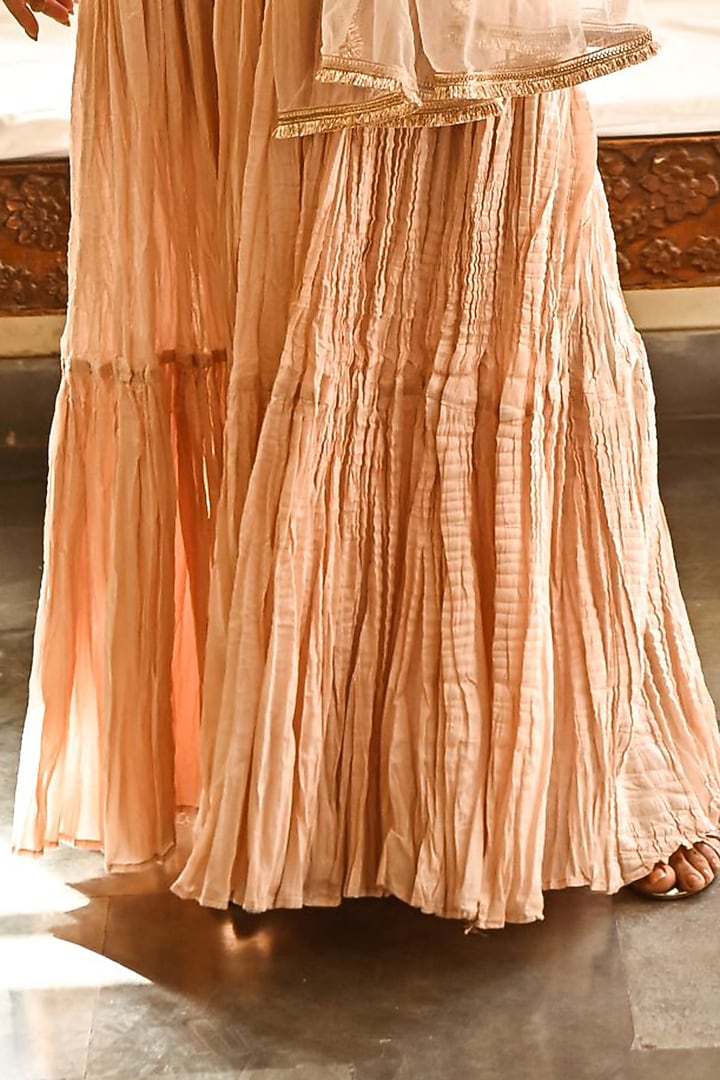 Peach Cotton Party Wear Anarkali Set by Palak & Mehak at Pernia's Pop Up Shop