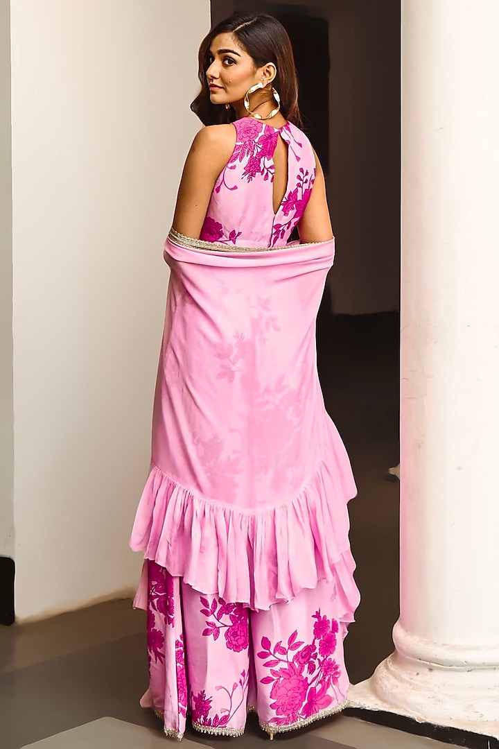 Fuchsia Printed Pant Set by Palak & Mehak at Pernia's Pop Up Shop