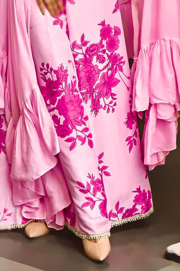 Fuchsia Printed Pant Set by Palak & Mehak at Pernia's Pop Up Shop