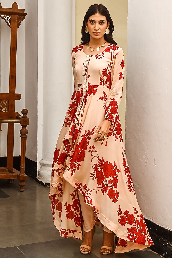 Beige Cotton Pant Set by Palak & Mehak at Pernia's Pop Up Shop