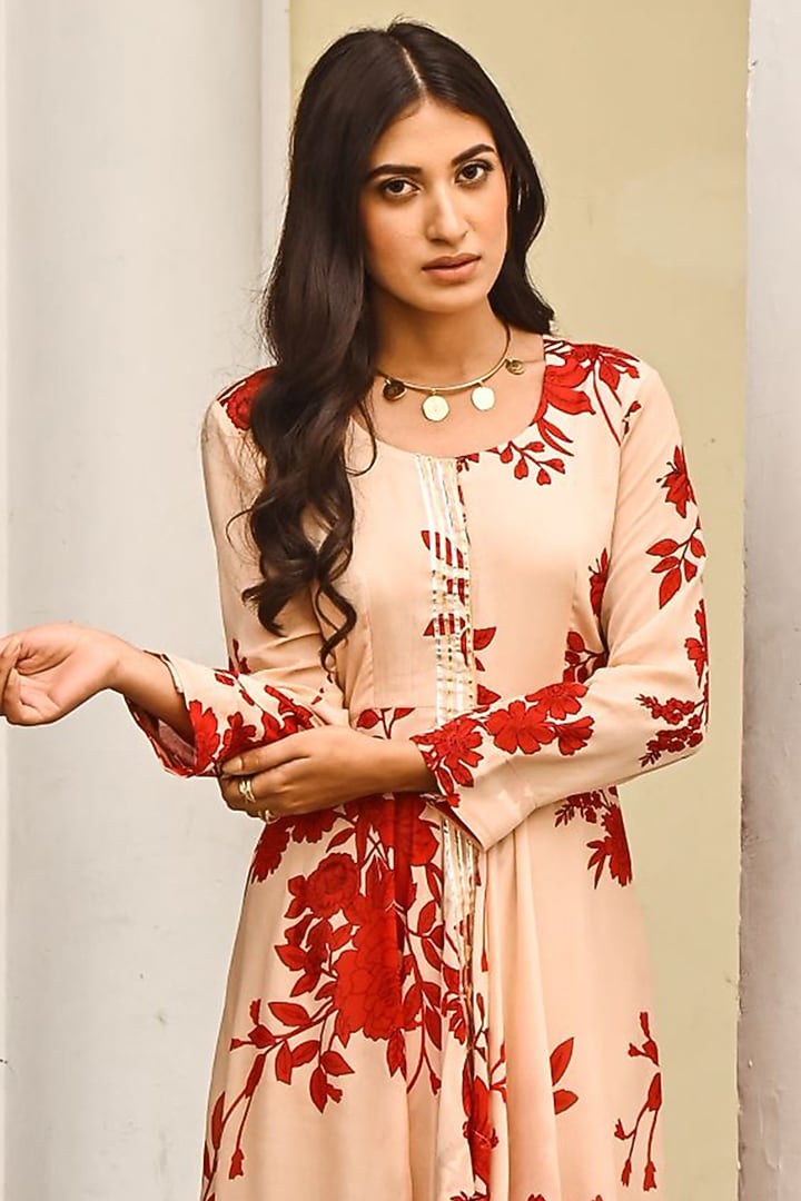 Beige Cotton Pant Set by Palak & Mehak at Pernia's Pop Up Shop