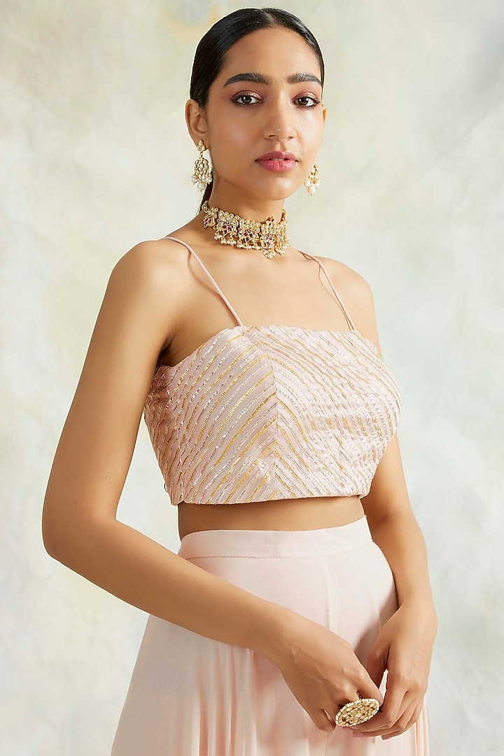 Peach Block Printed Cape Set by Palak & Mehak at Pernia's Pop Up Shop