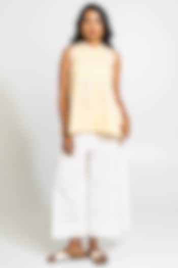 Yellow & White Handwoven Cotton Checkered Top by Pants and Pajamas at Pernia's Pop Up Shop