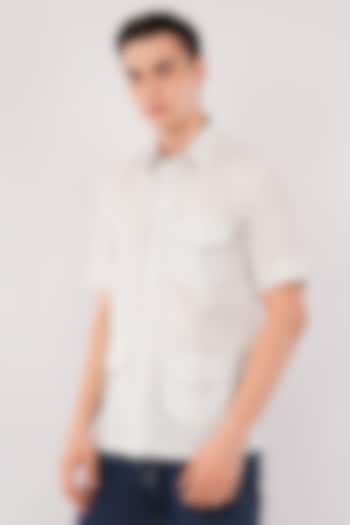 White & Blue Cotton Striped Party Wear Shirt by Pasqo Label at Pernia's Pop Up Shop