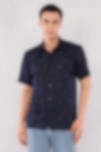 Navy Blue Cotton Party Wear Shirt by Pasqo Label at Pernia's Pop Up Shop