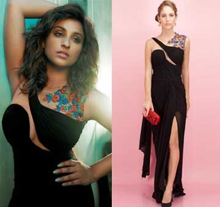 Black sari-gown with multicolour embroidery available only at Pernia's Pop-Up Shop.