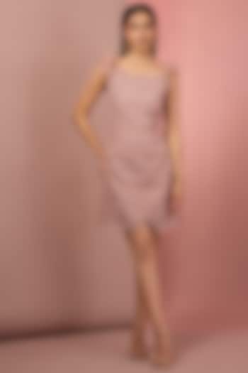 Pink Organza Floral Motif Embroidered Off-Shoulder Vacation Dress by Parneet Gujral at Pernia's Pop Up Shop