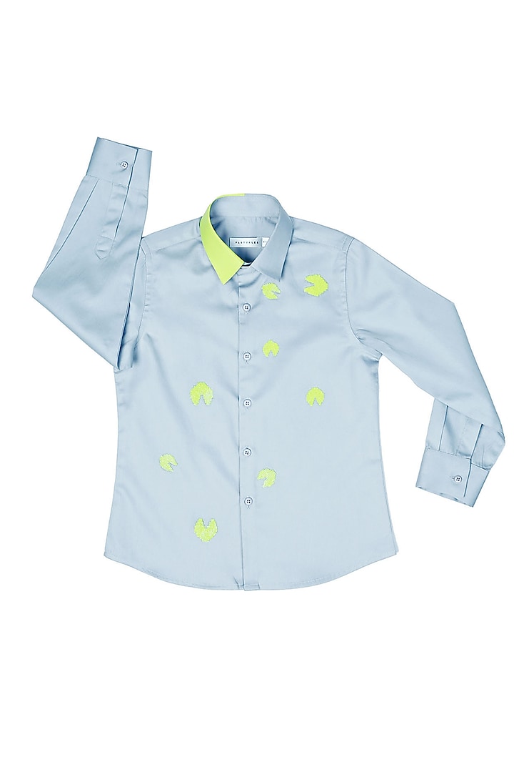 Grey Cotton Satin Shirt For Boys by Partykles