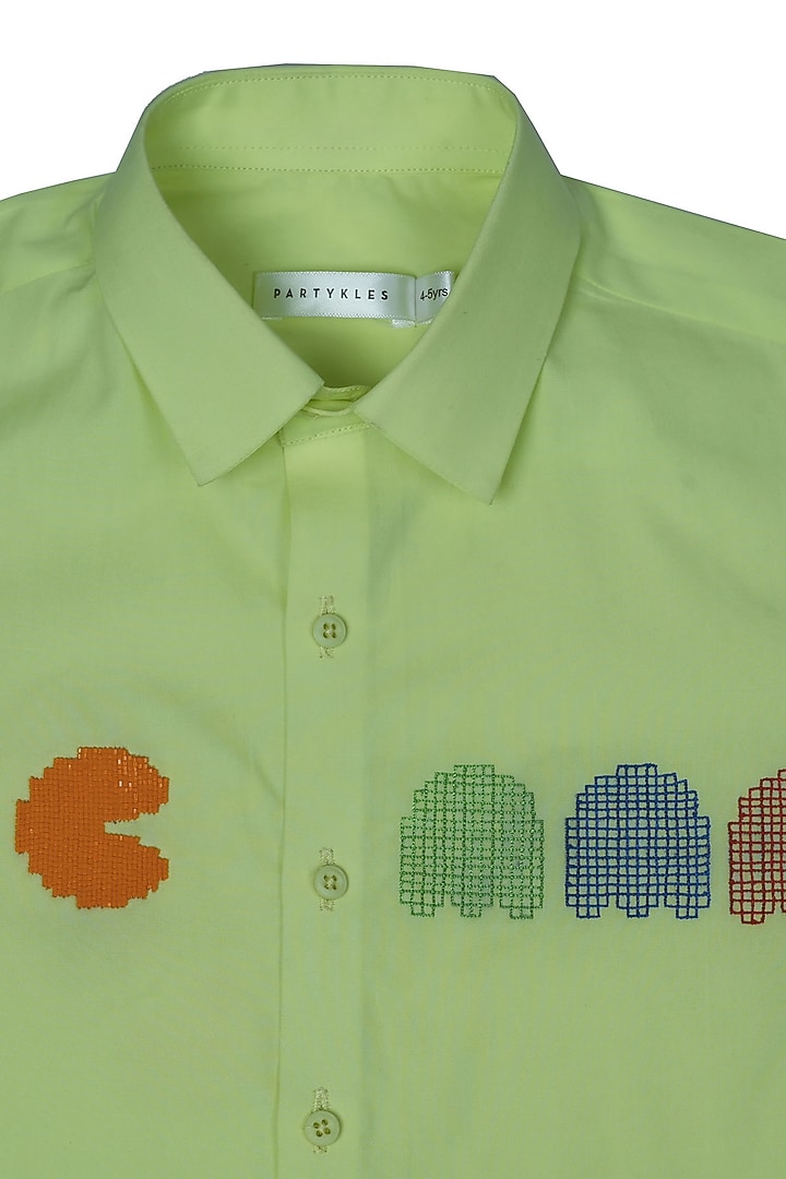 Yellow Cotton Satin Shirt For Boys by Partykles at Pernia's Pop Up Shop