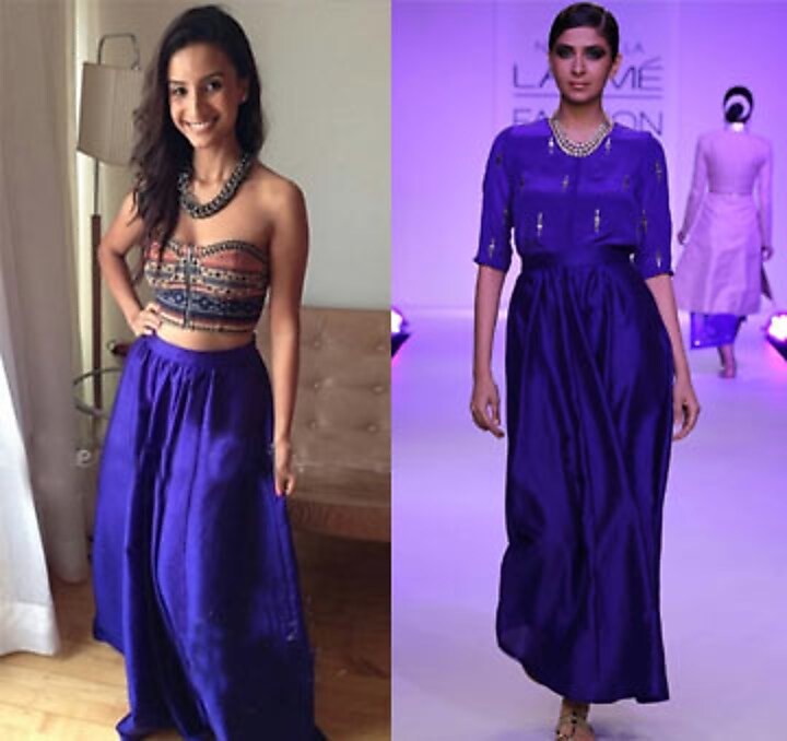 Cobalt blue embroidered blouse with gathered skirt available only at Pernia's Pop-Up Shop.