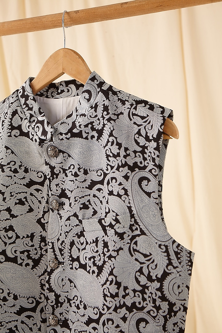 Grey Printed Jacket by Project Bandi at Pernia's Pop Up Shop