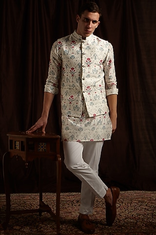 Blue & Pink Printed Jacket by Project Bandi