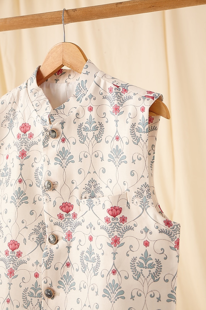 Blue & Pink Printed Jacket by Project Bandi at Pernia's Pop Up Shop