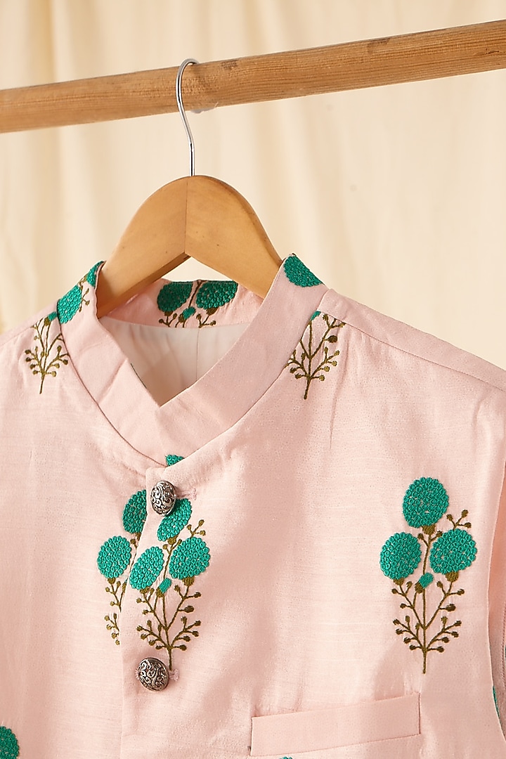 Light Pink Embroidered Jacket by Project Bandi at Pernia's Pop Up Shop