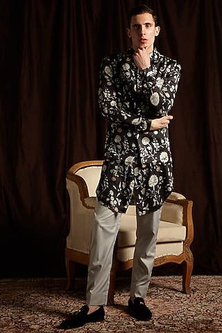 Black Printed Jacket by Project Bandi
