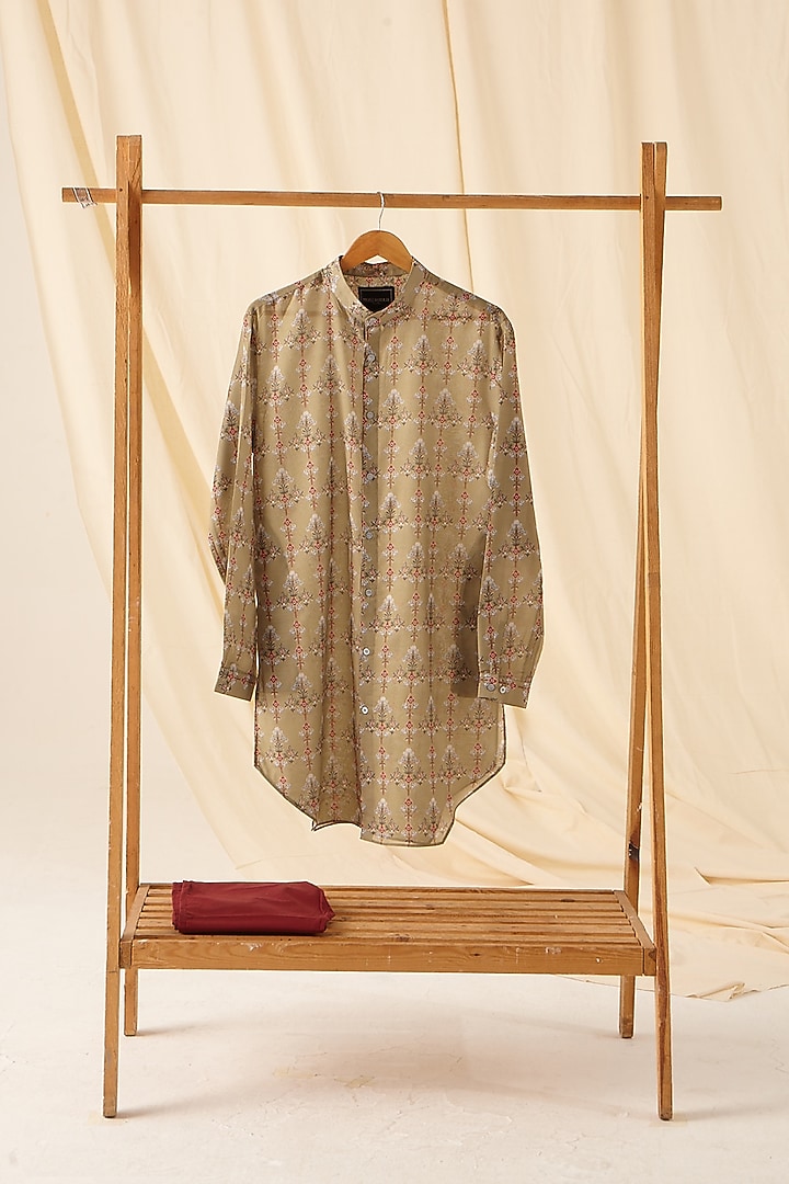 Moss Green & Maroon Printed Kurta Set by Project Bandi at Pernia's Pop Up Shop