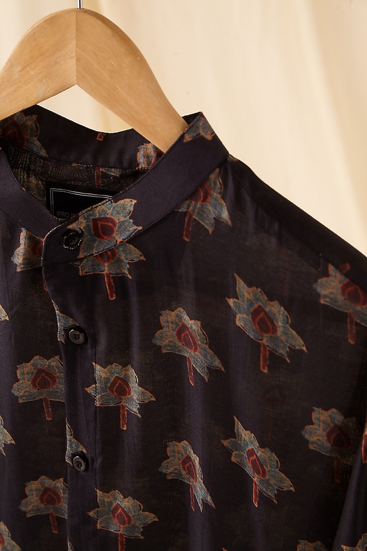 Black & Maroon Cotton Printed Kurta Set by Project Bandi at Pernia's Pop Up Shop